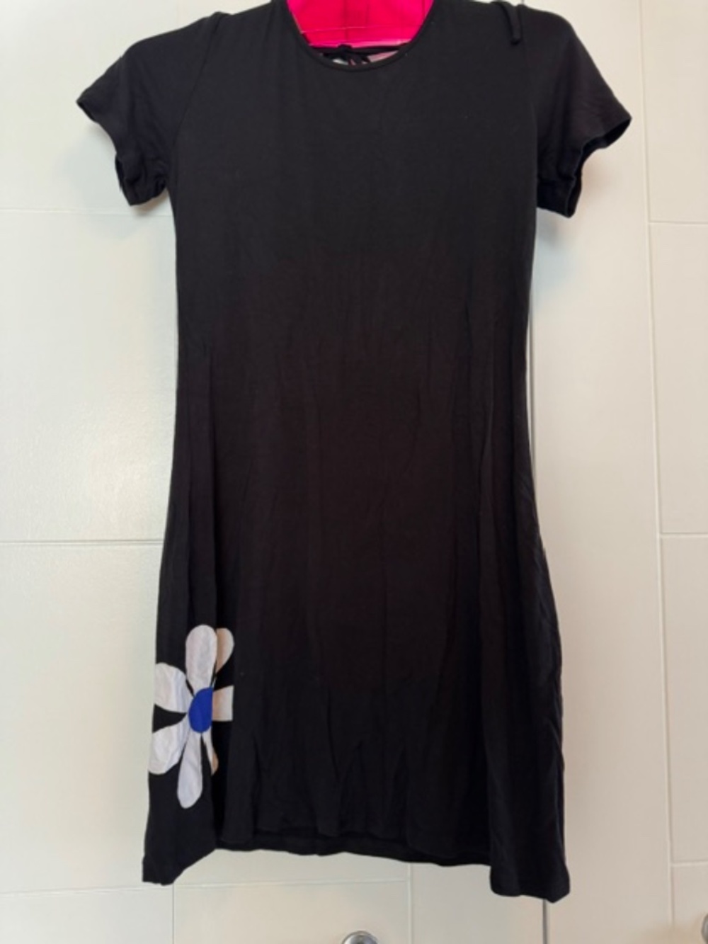 Open Back T-Shirt Mini Dress -  Black - Size S